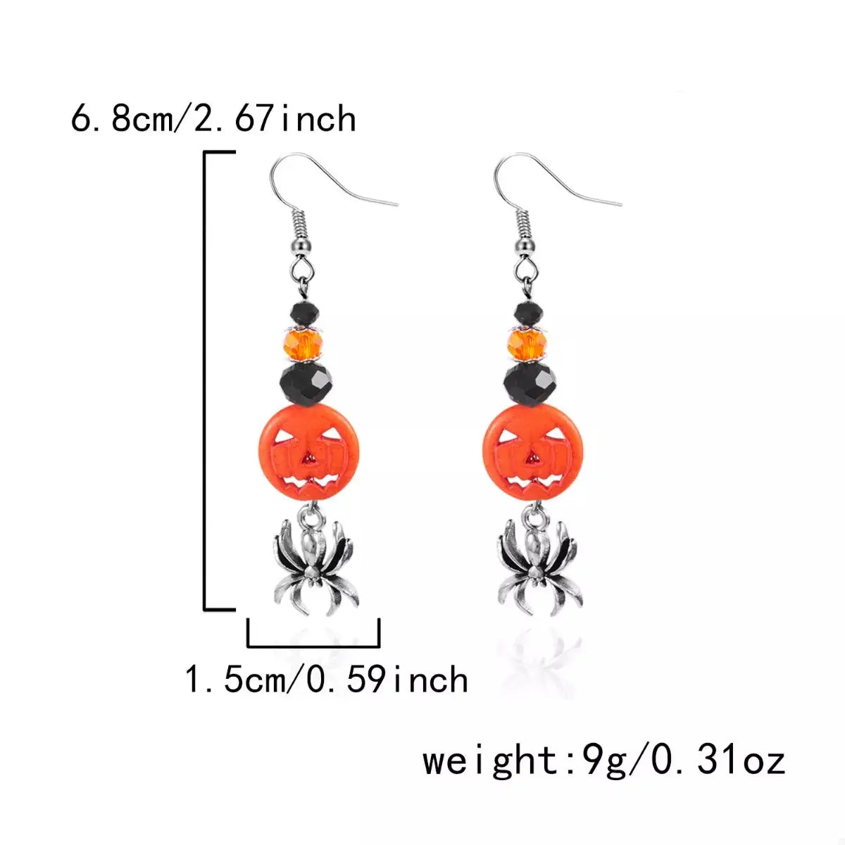 Halloween Spider Pumpkin Drop Earrings by Trendsi