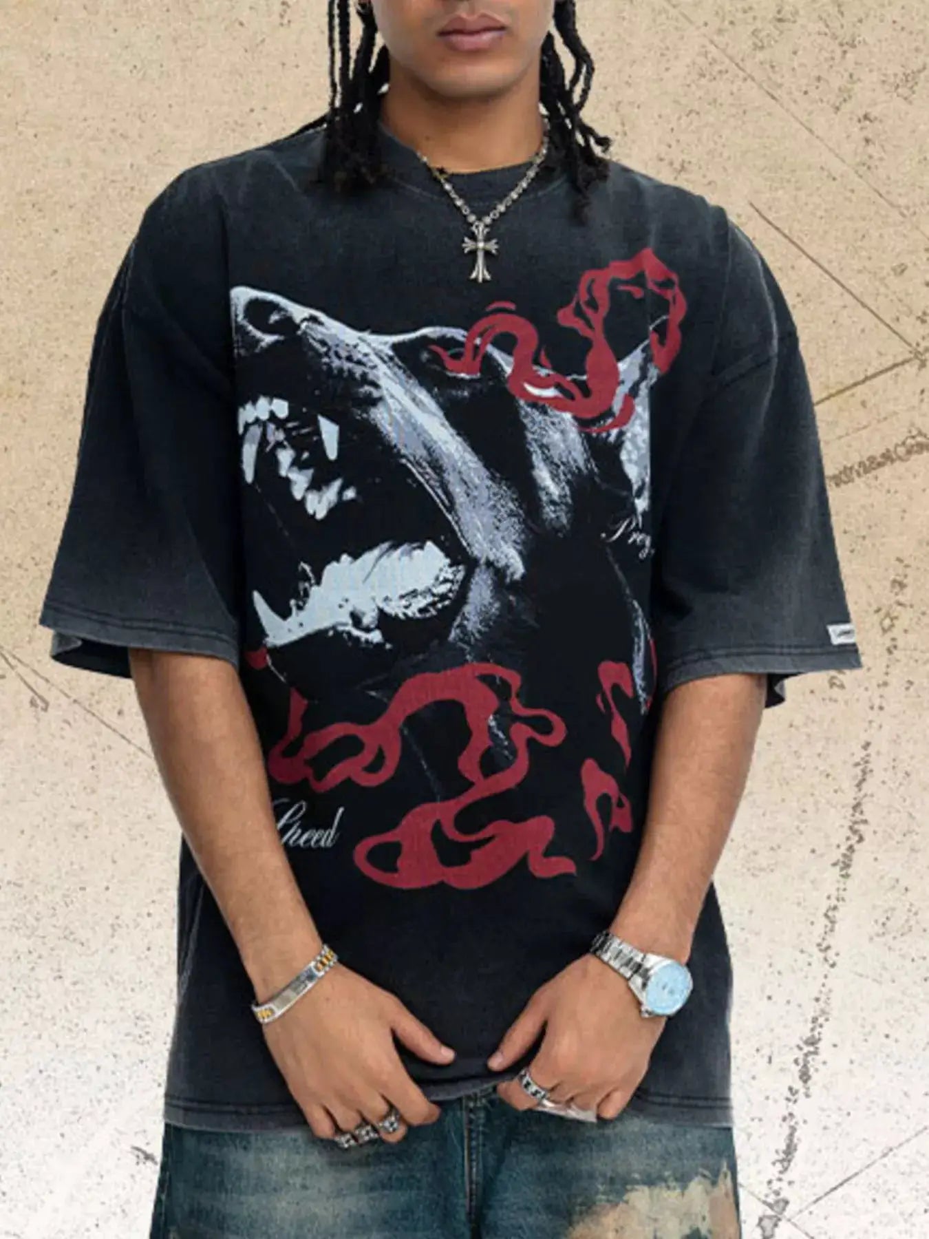 Men's Vintage Wash Graphic T-Shirt by Trendsi