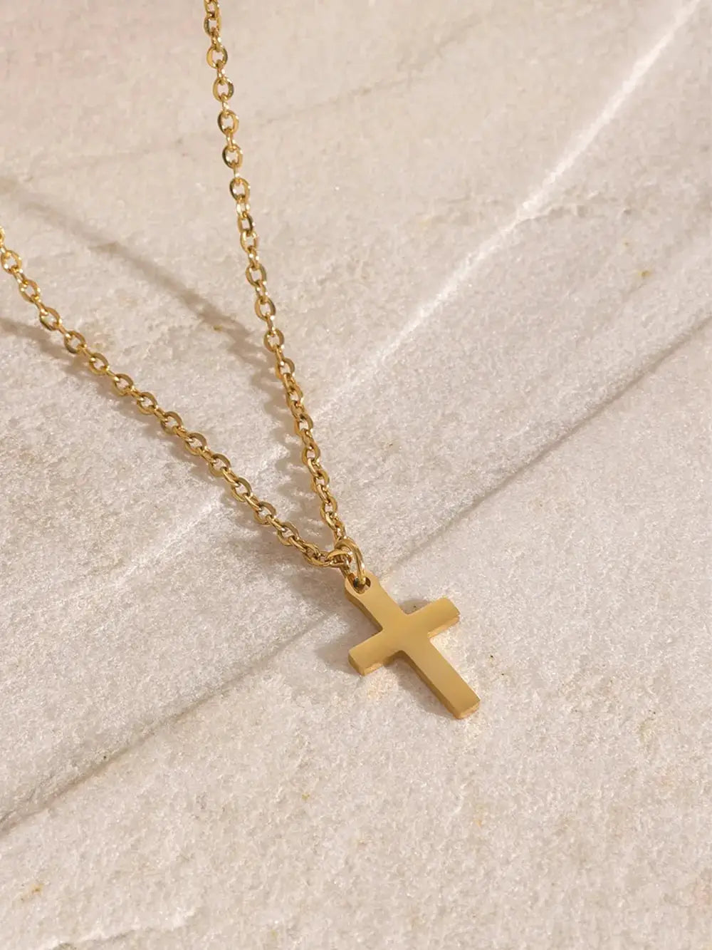 18K Gold-Plated Three-Layered Cross Necklace by Trendsi