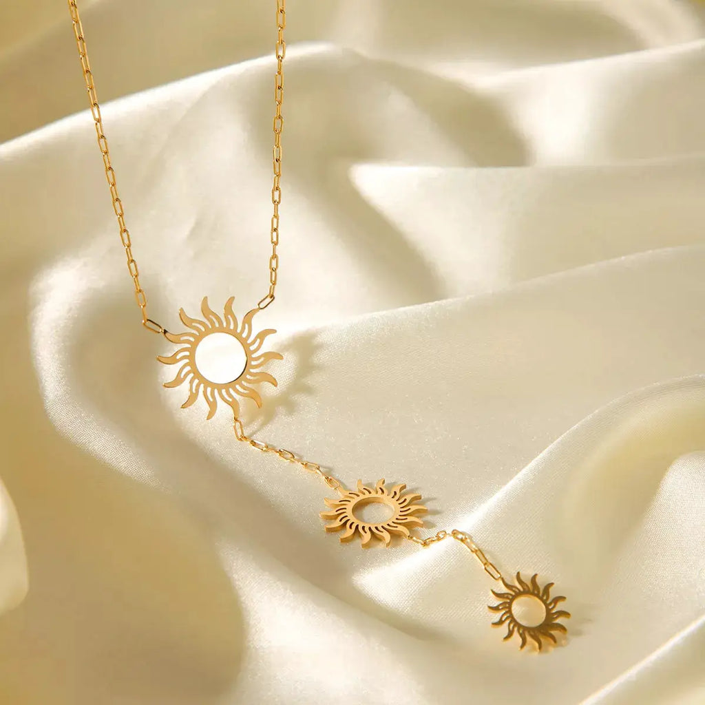 18K Gold-Plated Sun Pendant Necklace by Trendsi