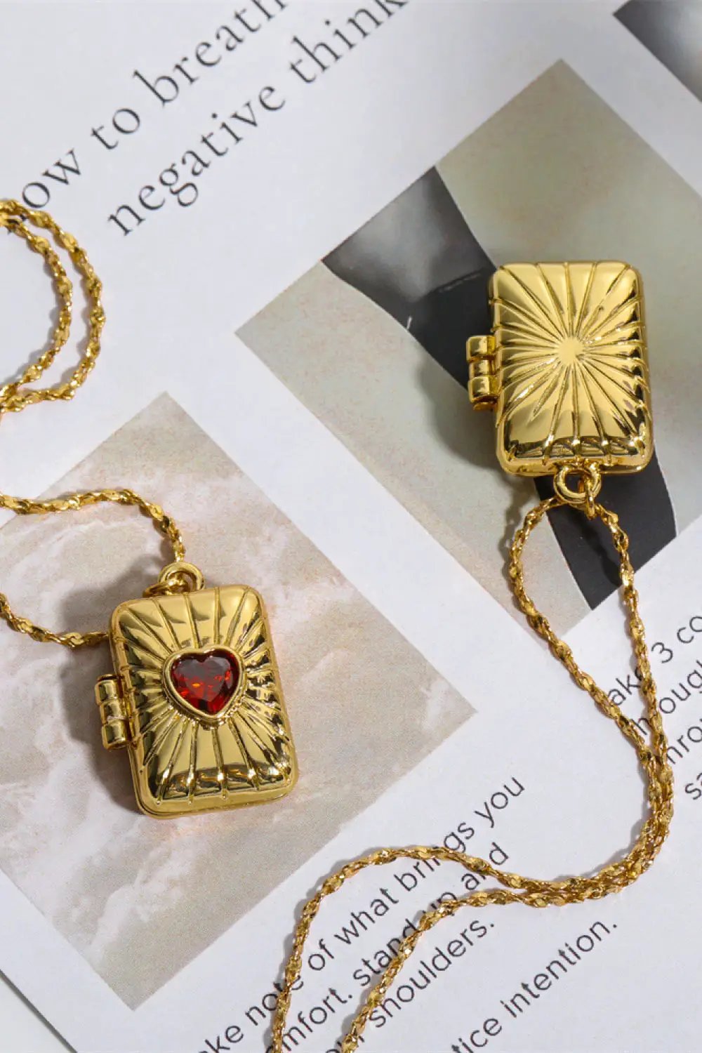 Heart Zircon Box Pendant Copper Necklace by Trendsi