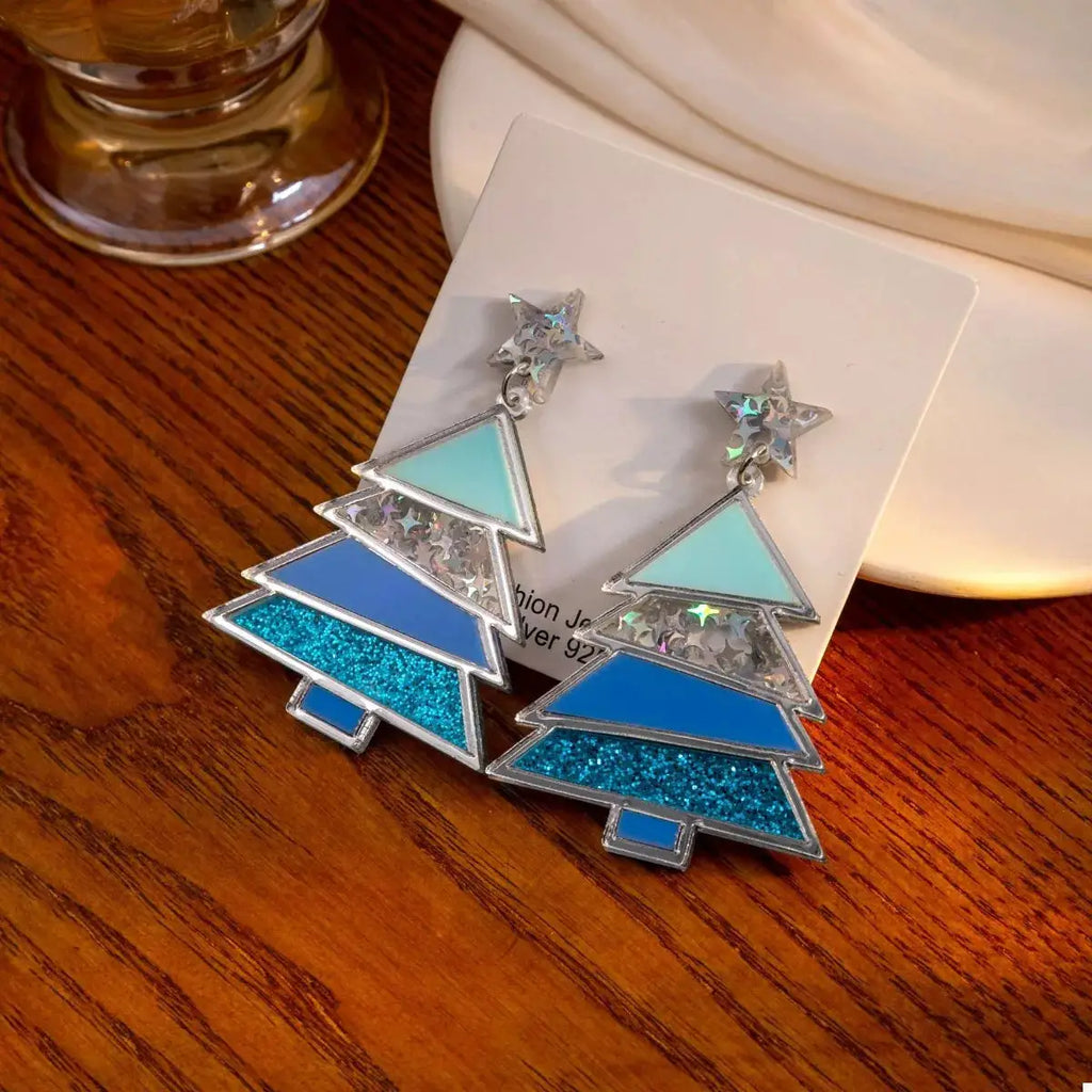 Christmas Tree Dangle Earrings by Trendsi