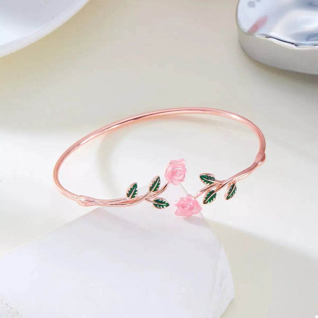 Rose Bypass Ring and Bracelet Jewelry Set by Trendsi