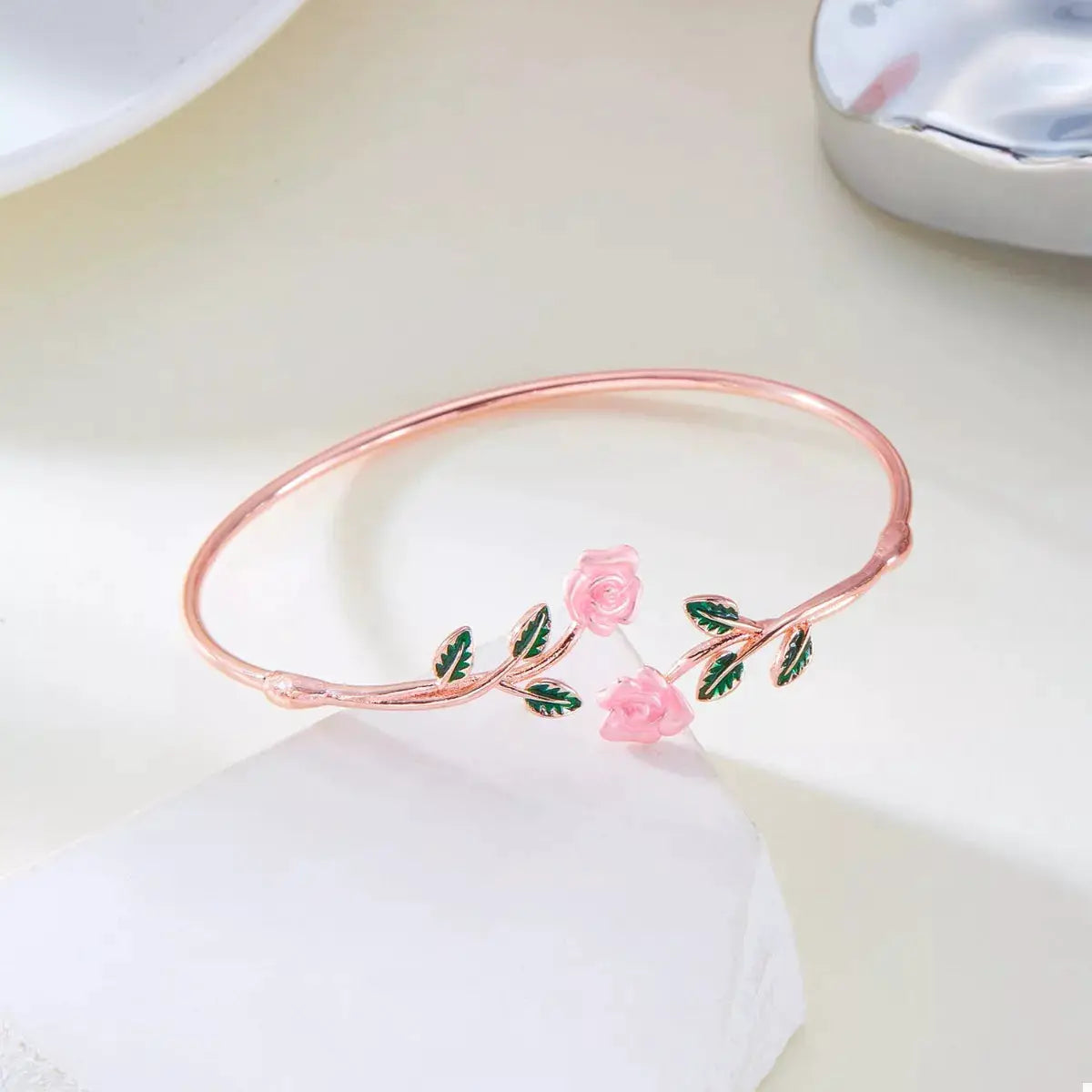 Rose Bypass Ring and Bracelet Jewelry Set by Trendsi