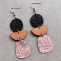 Leather & Wood Drop Earrings by Trendsi