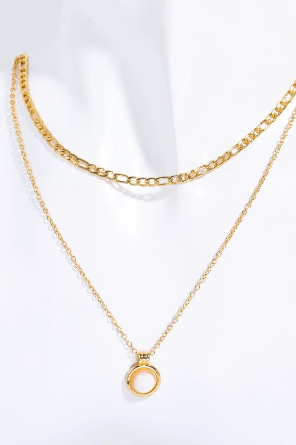 Copper 14K Gold-Plated Round Shape Aventurine Pendant Necklace by Trendsi