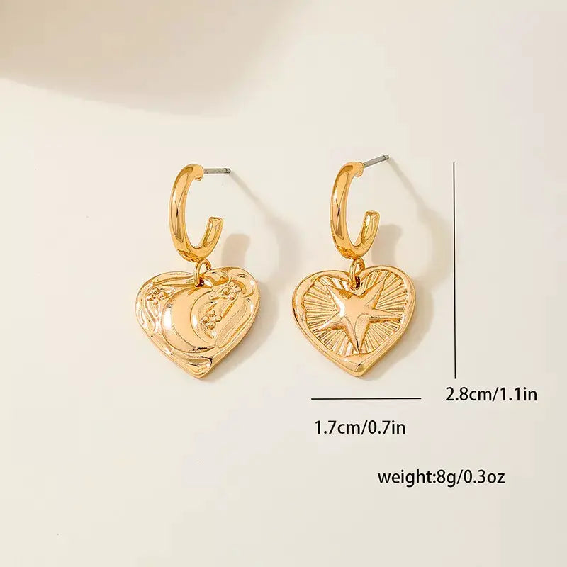 18K Gold-Plated Heart Earrings by Trendsi