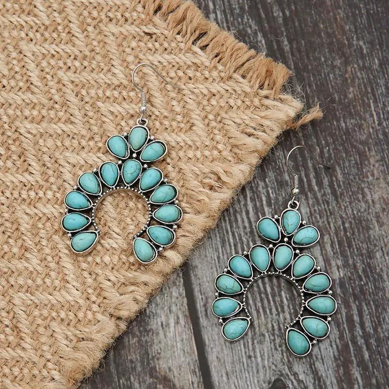 Artificial Turquoise Drop Earrings by Trendsi