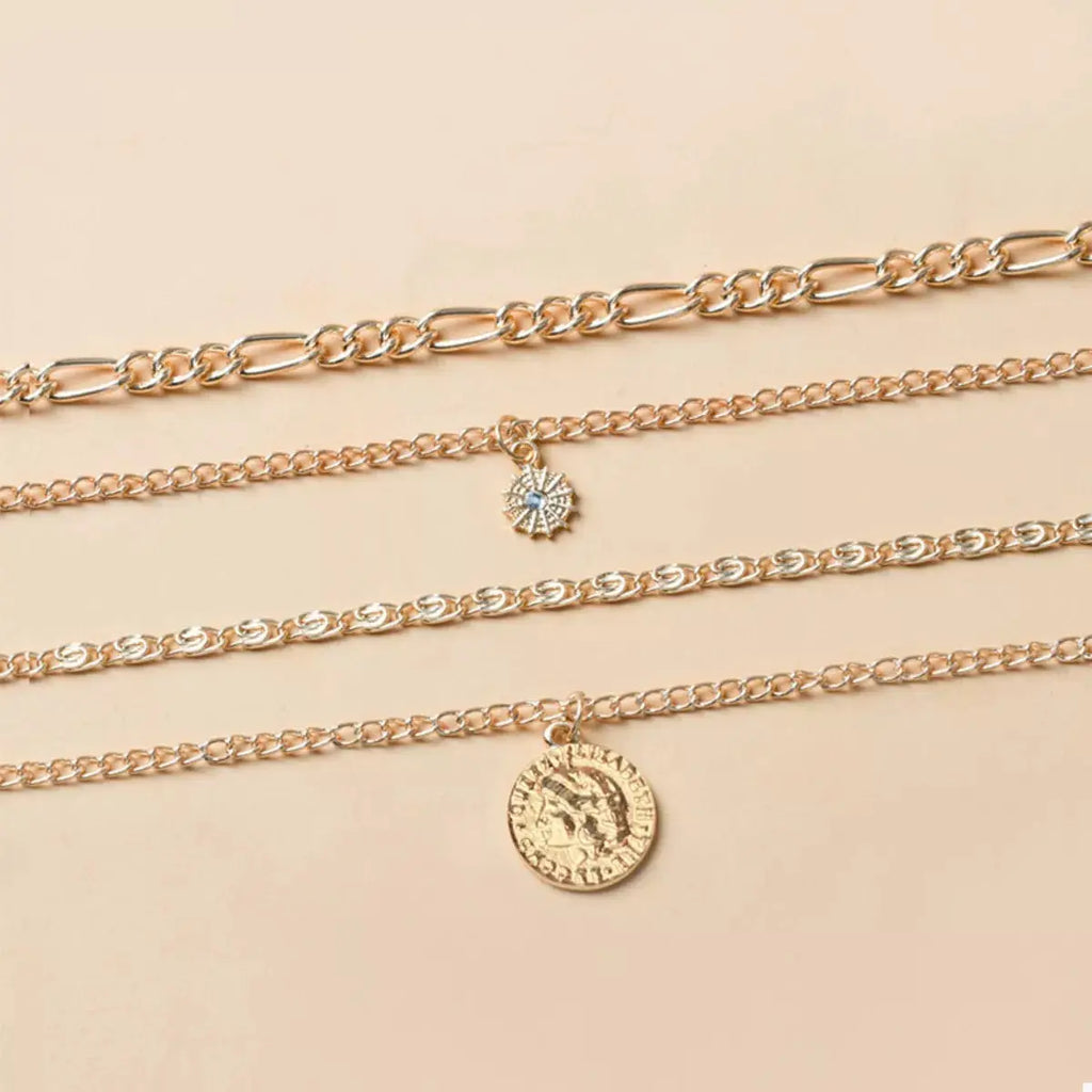 Four Layered Pendant Necklace by Trendsi