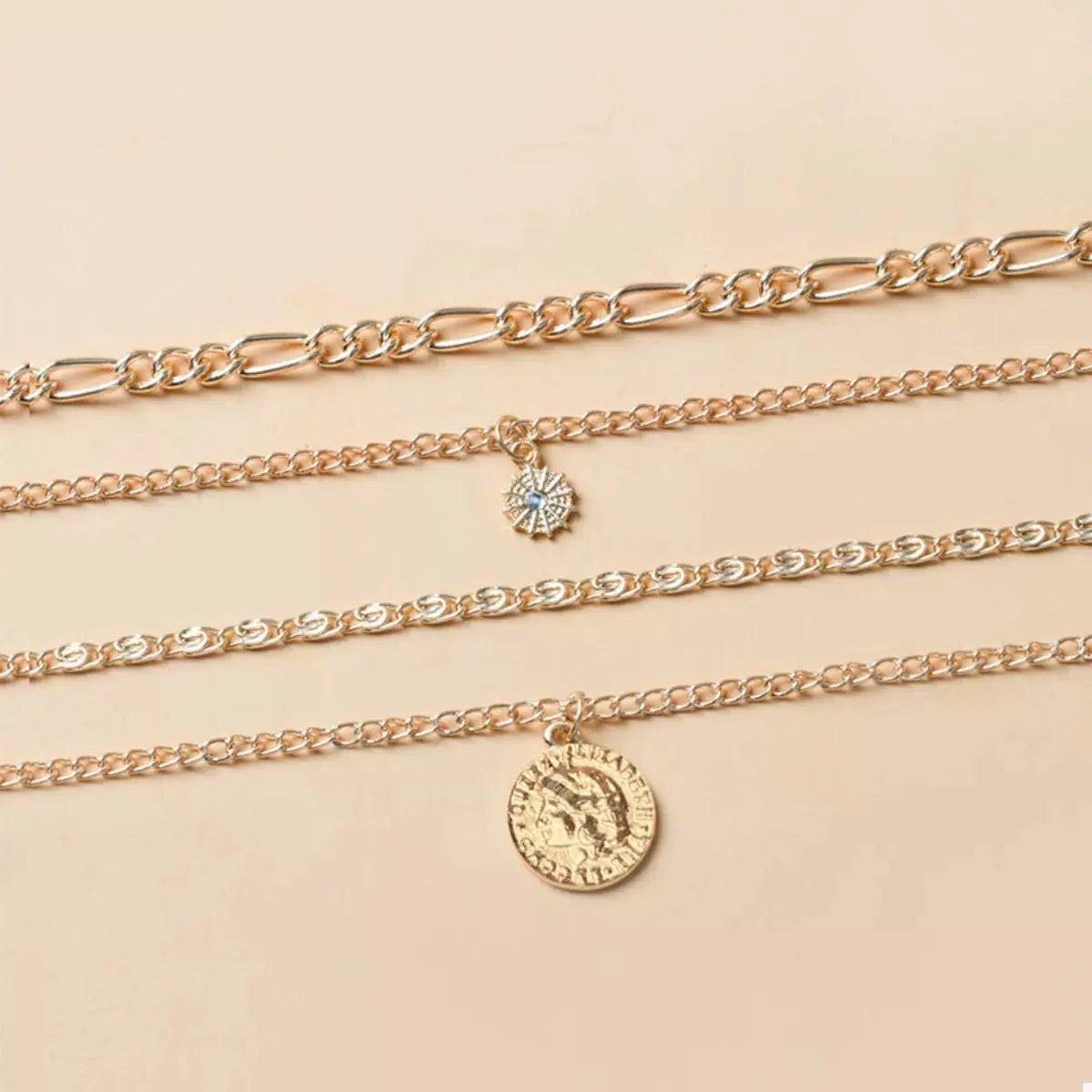 Four Layered Pendant Necklace by Trendsi