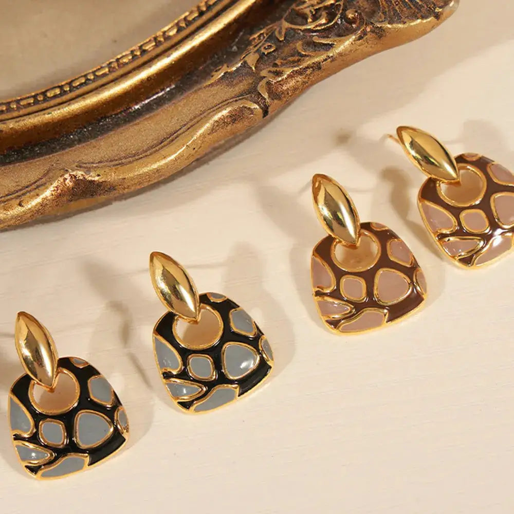 Copper Oil Drip Earrings by Trendsi