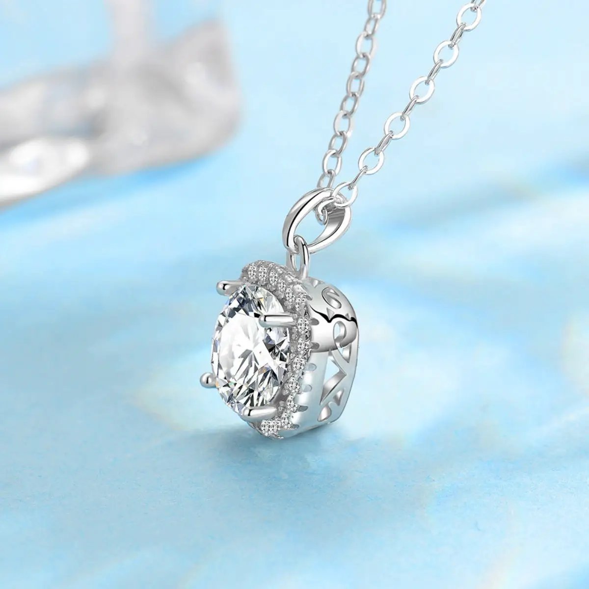 Moissanite 925 Sterling Silver Pendant Necklace by Trendsi