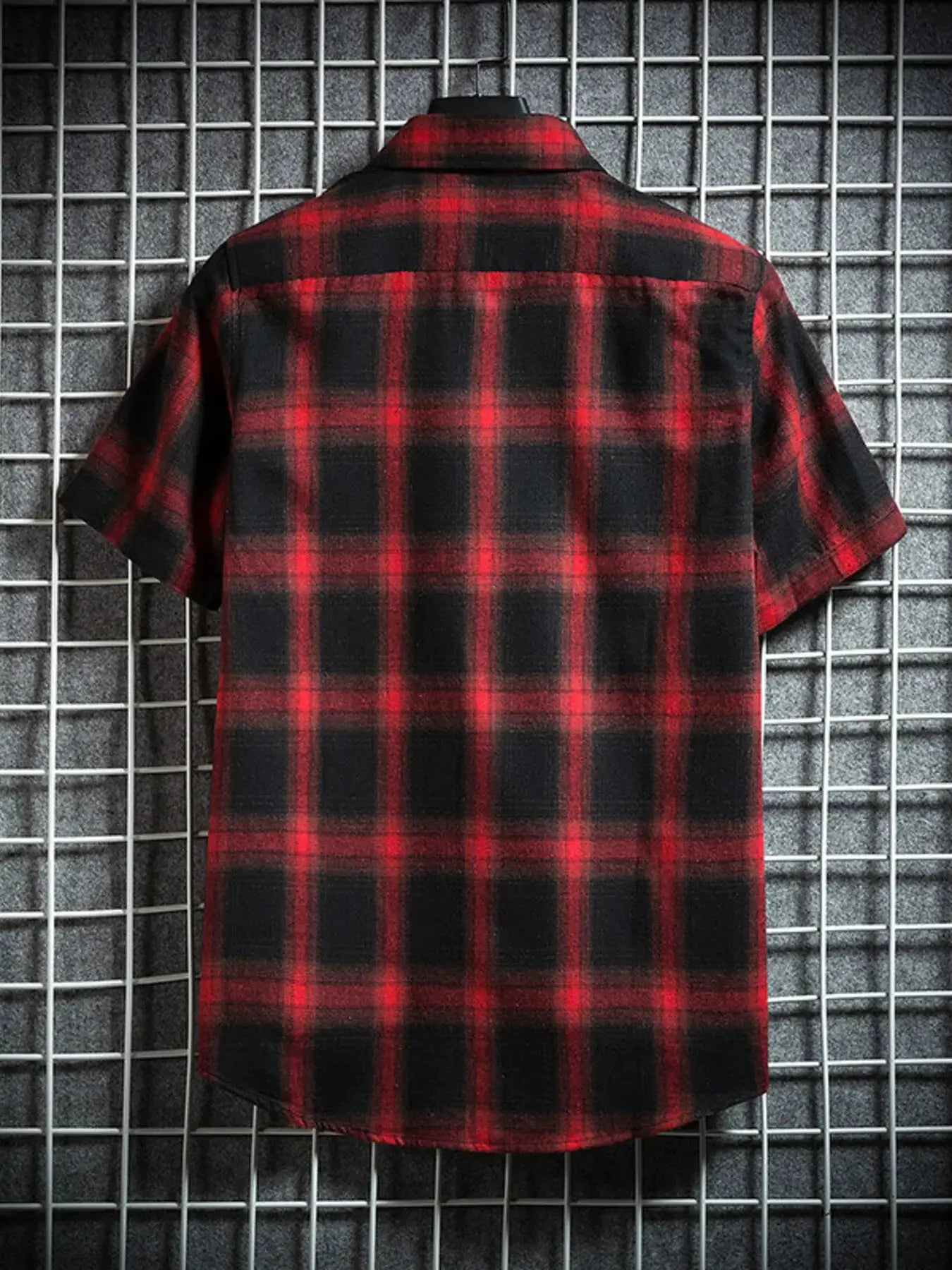 Men's Plus Size Plaid Button Up Short-Sleeve Shirt by Trendsi
