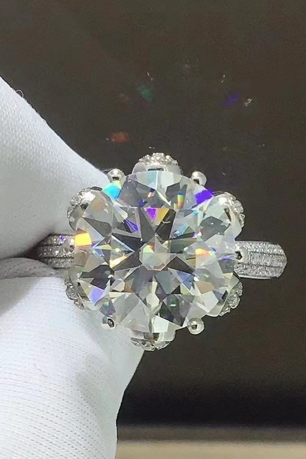 5 Carat Moissanite Side Stone Ring by Trendsi