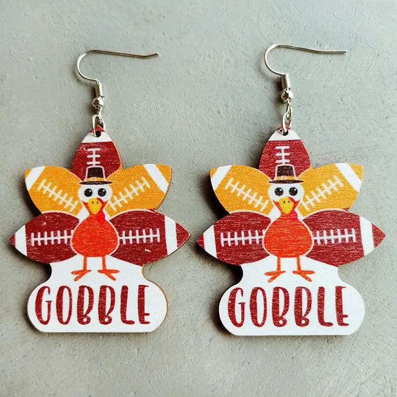 Thanksgiving Turkey Drop Earrings by Trendsi