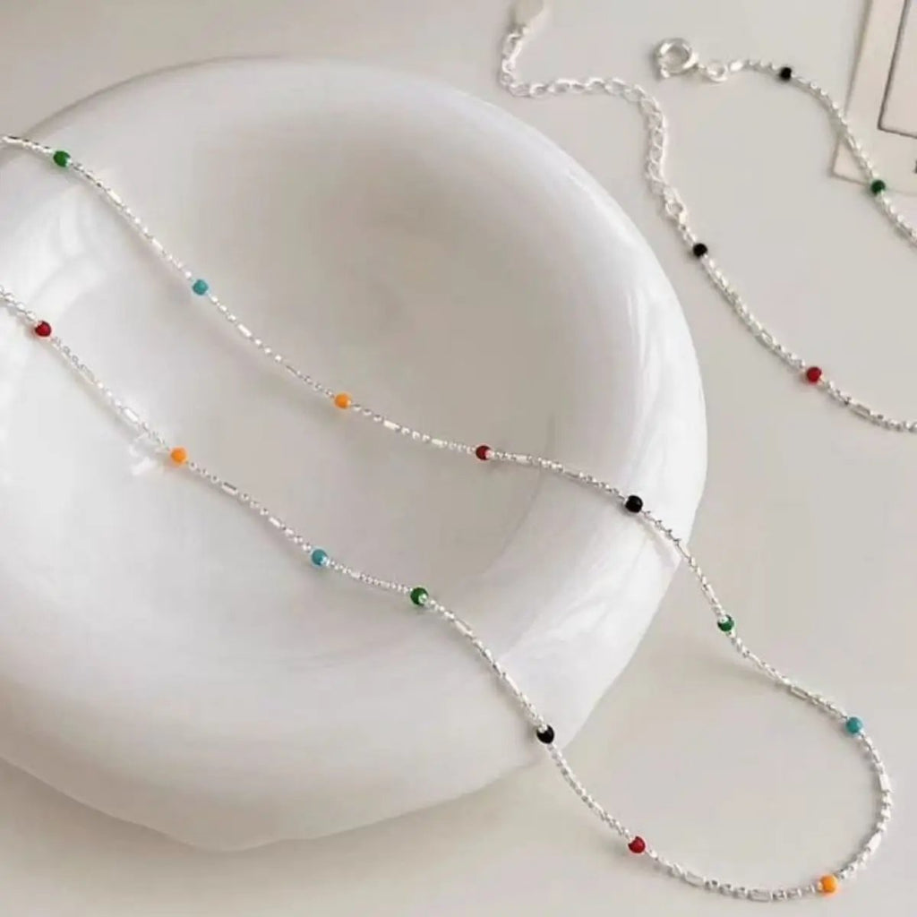 925 Sterling Silver Bead Necklace by Trendsi