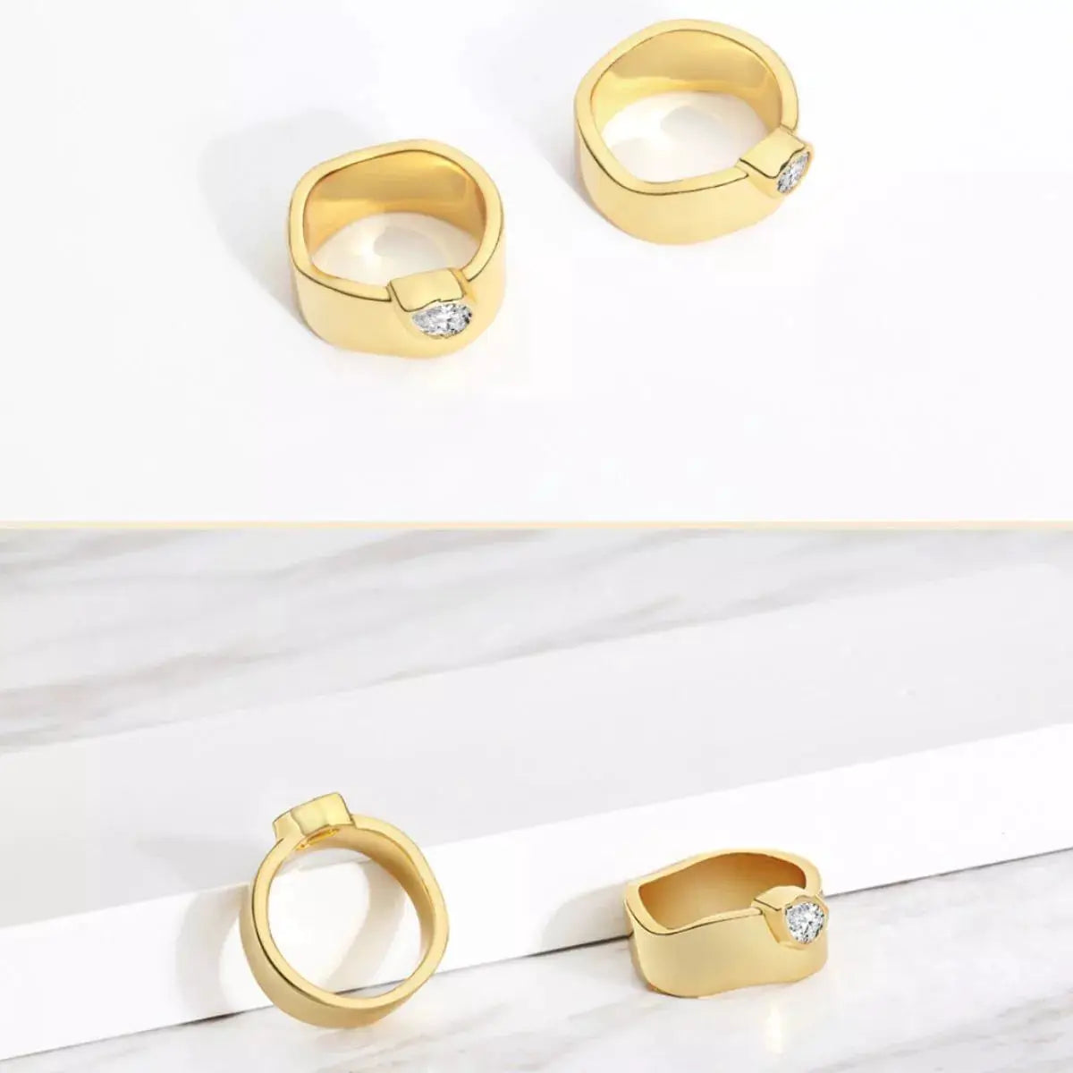 18K Gold-Plated Minimalist Design Ring by Trendsi