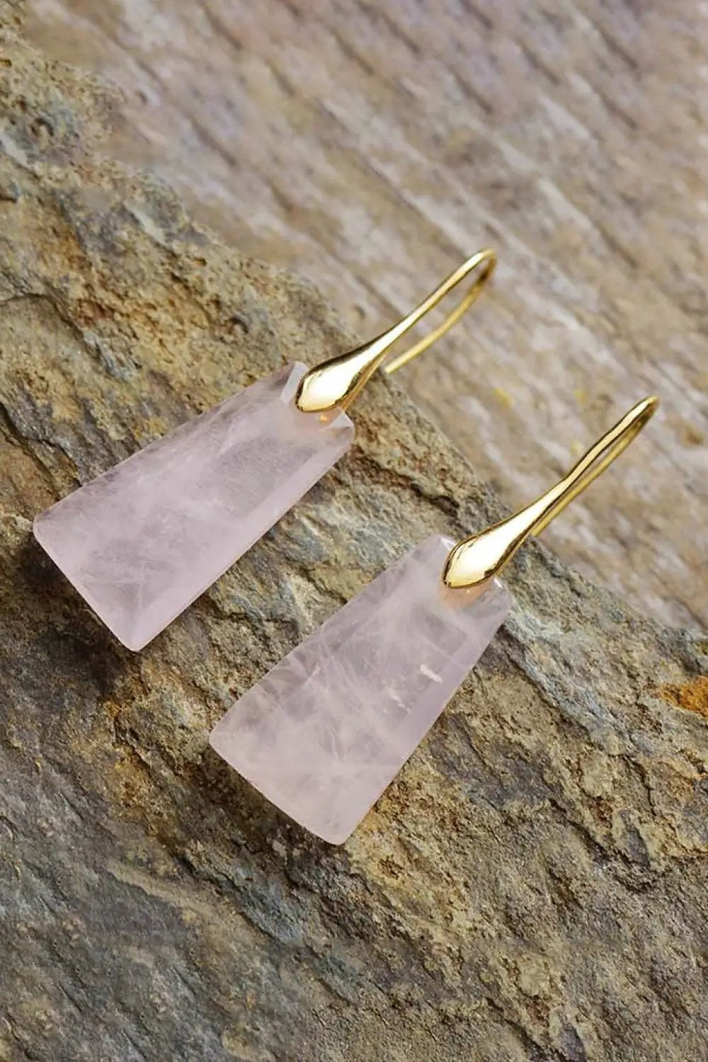 Handmade Geometrical Shape Natural Stone Dangle Earrings by Trendsi