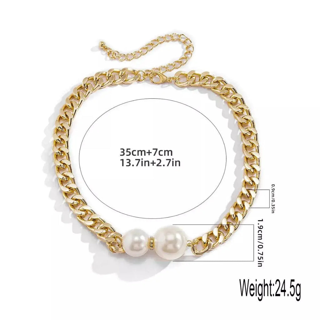 18K Gold-Plated Pearl Necklace by Trendsi