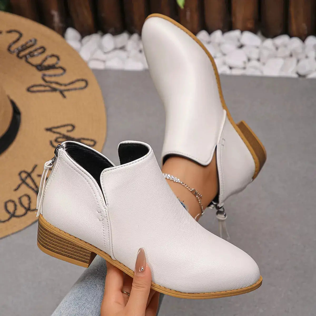 Point Toe Block Heels Boots by Trendsi
