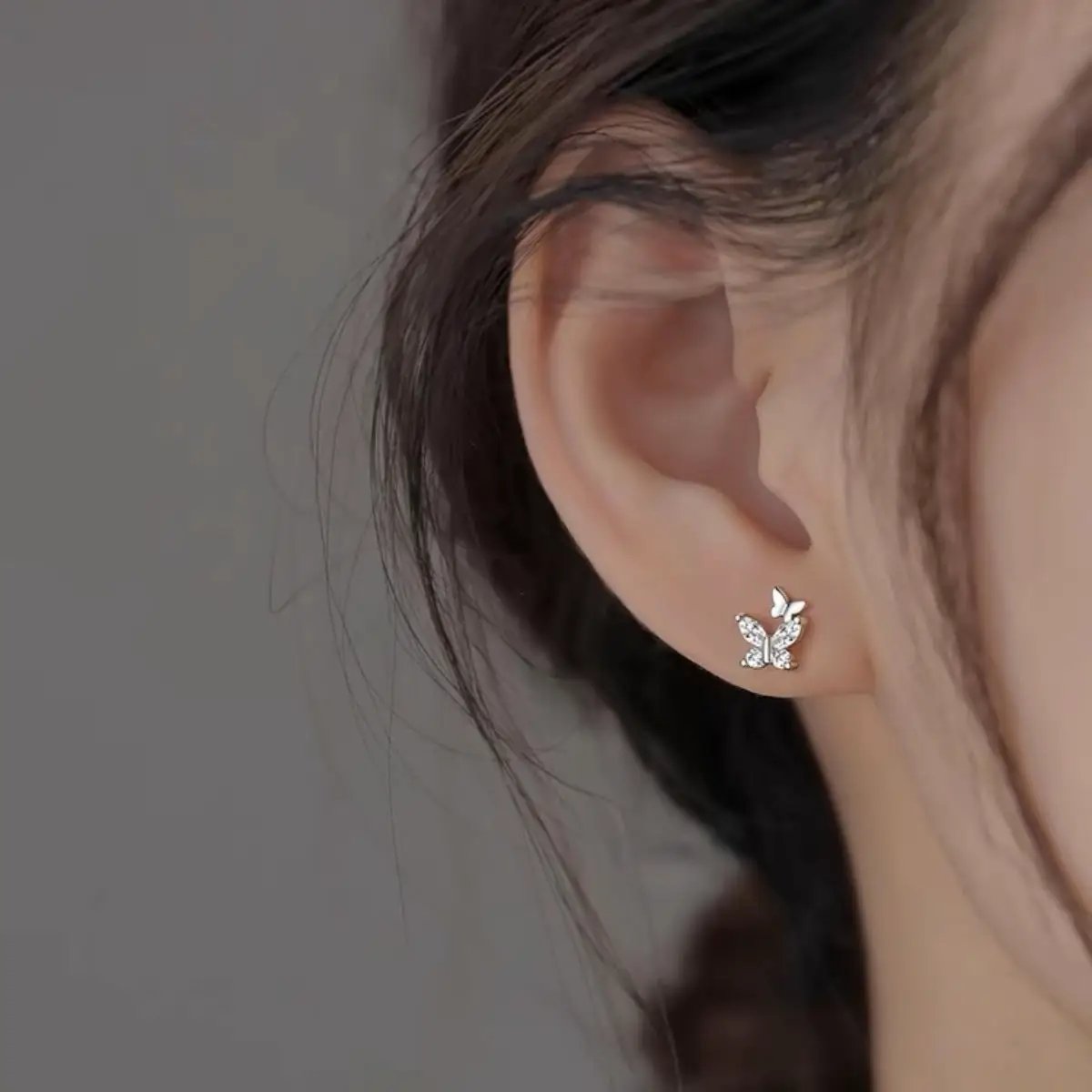925 Sterling Silver Butterfly Stud Earrings by Trendsi