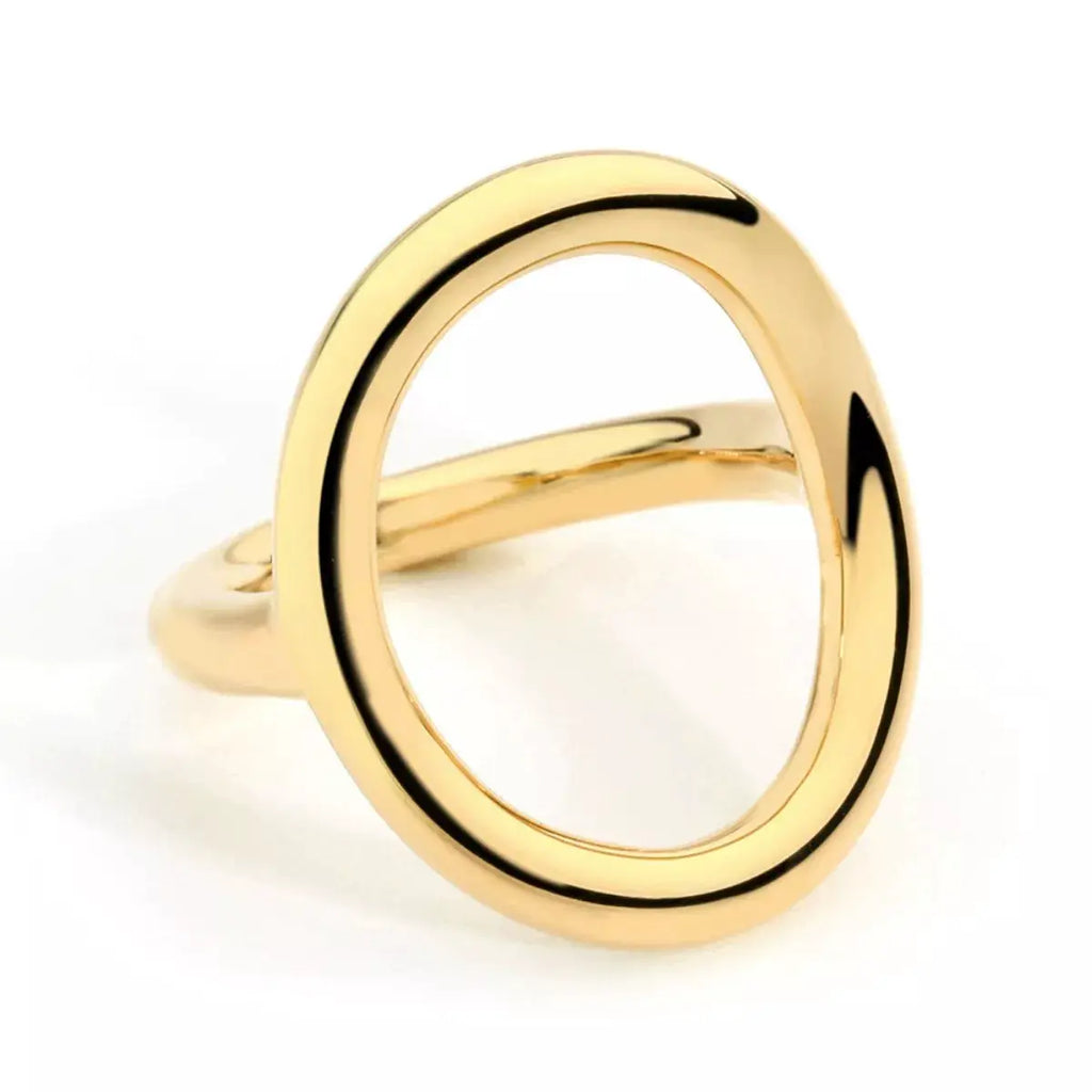 18K Gold-Plated Copper Round Ring by Trendsi