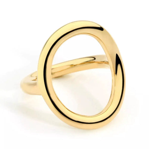 18K Gold-Plated Copper Round Ring by Trendsi