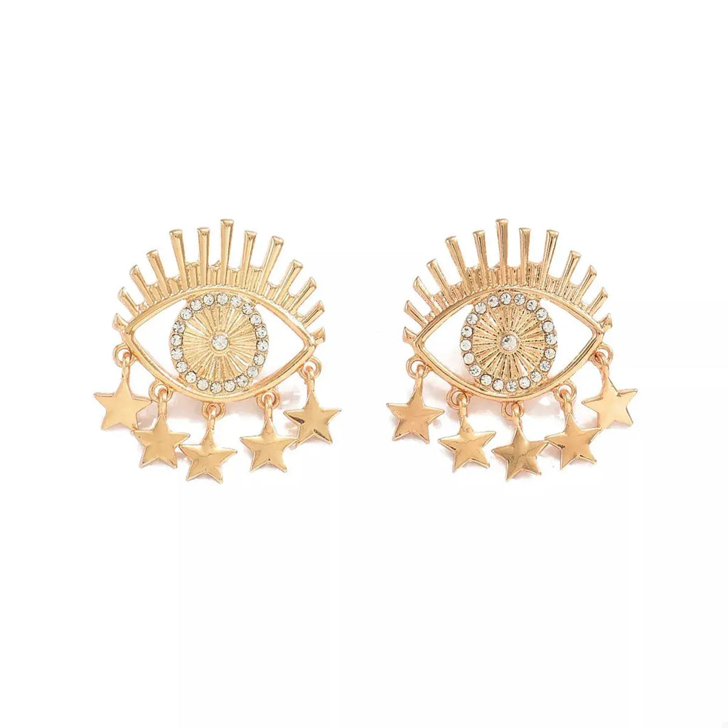 18K Gold-Plated Evil Eye Star Earrings by Trendsi