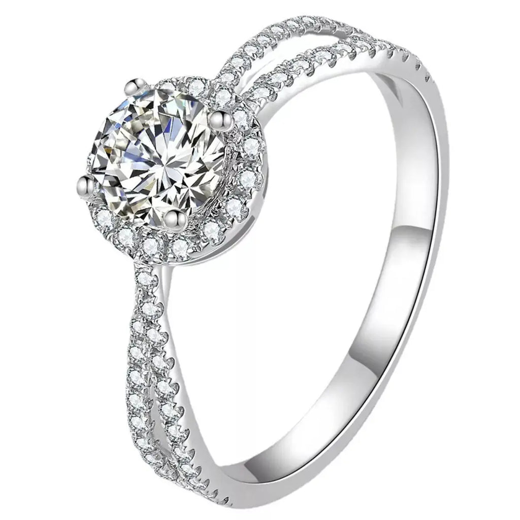 1 Carat 925 Sterling Silver Moissanite Ring by Trendsi