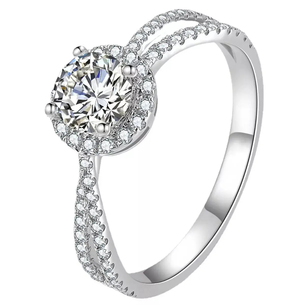 1 Carat 925 Sterling Silver Moissanite Ring by Trendsi