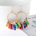 Multicolored Stone Dangle Earrings by Trendsi
