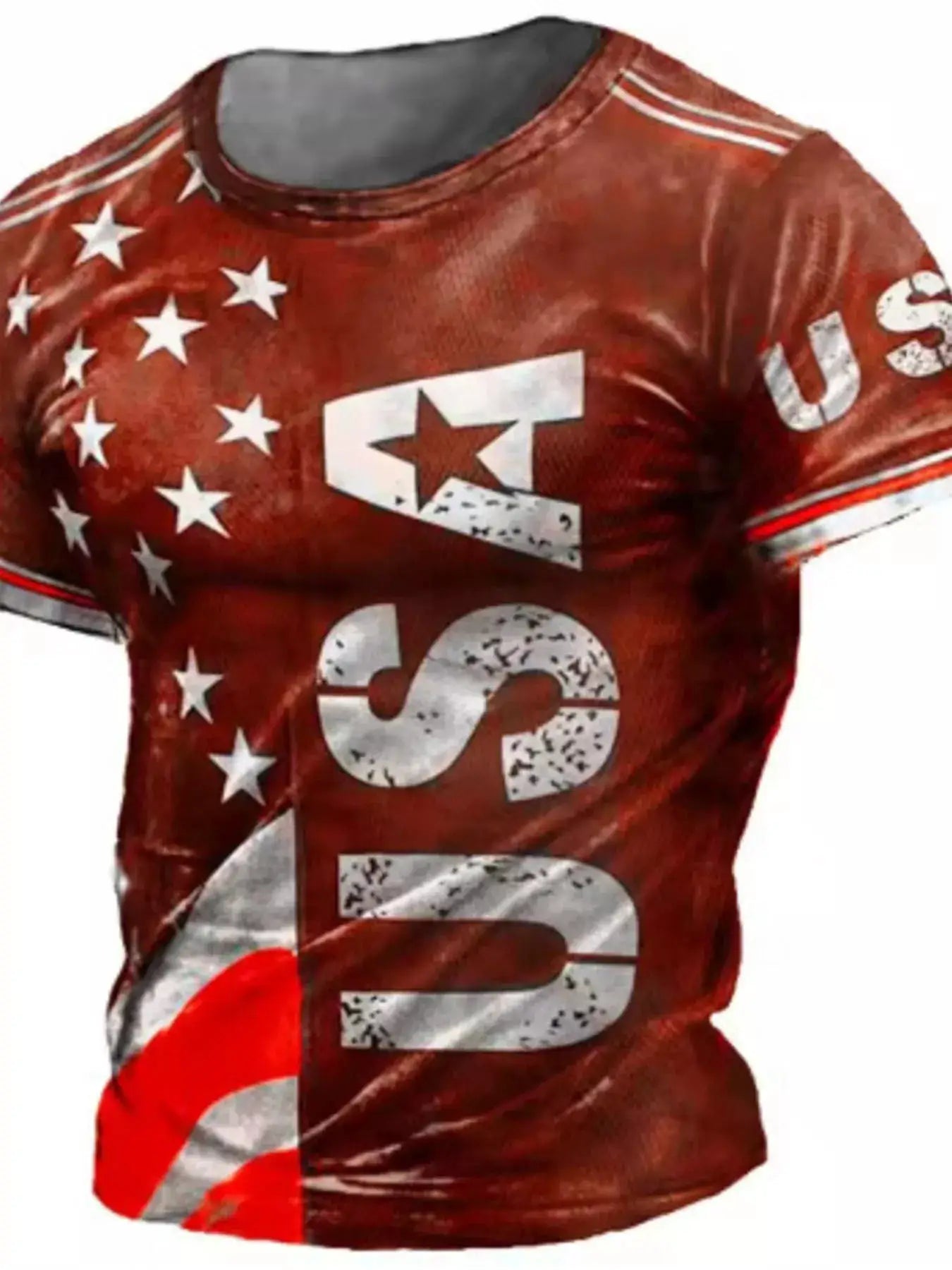 Men's Full Size USA Flag Print T-Shirt Plus Size by Trendsi