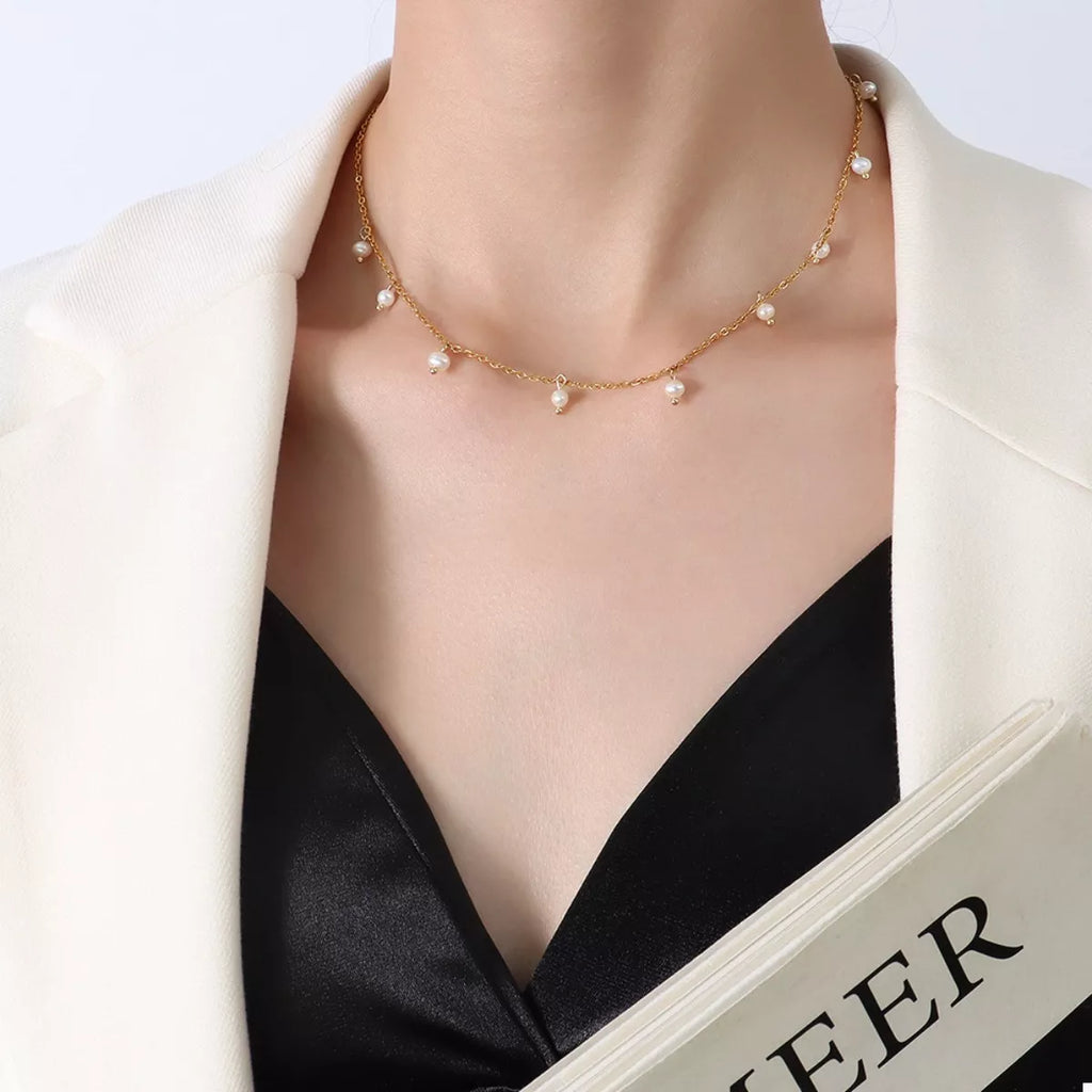 Freshwater Pearl 18K Gold-Plated Necklace by Trendsi