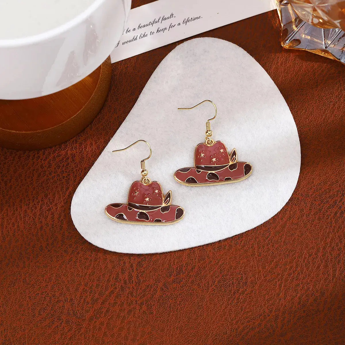 Cowboy Hat & Bottle Dangle Earrings by Trendsi