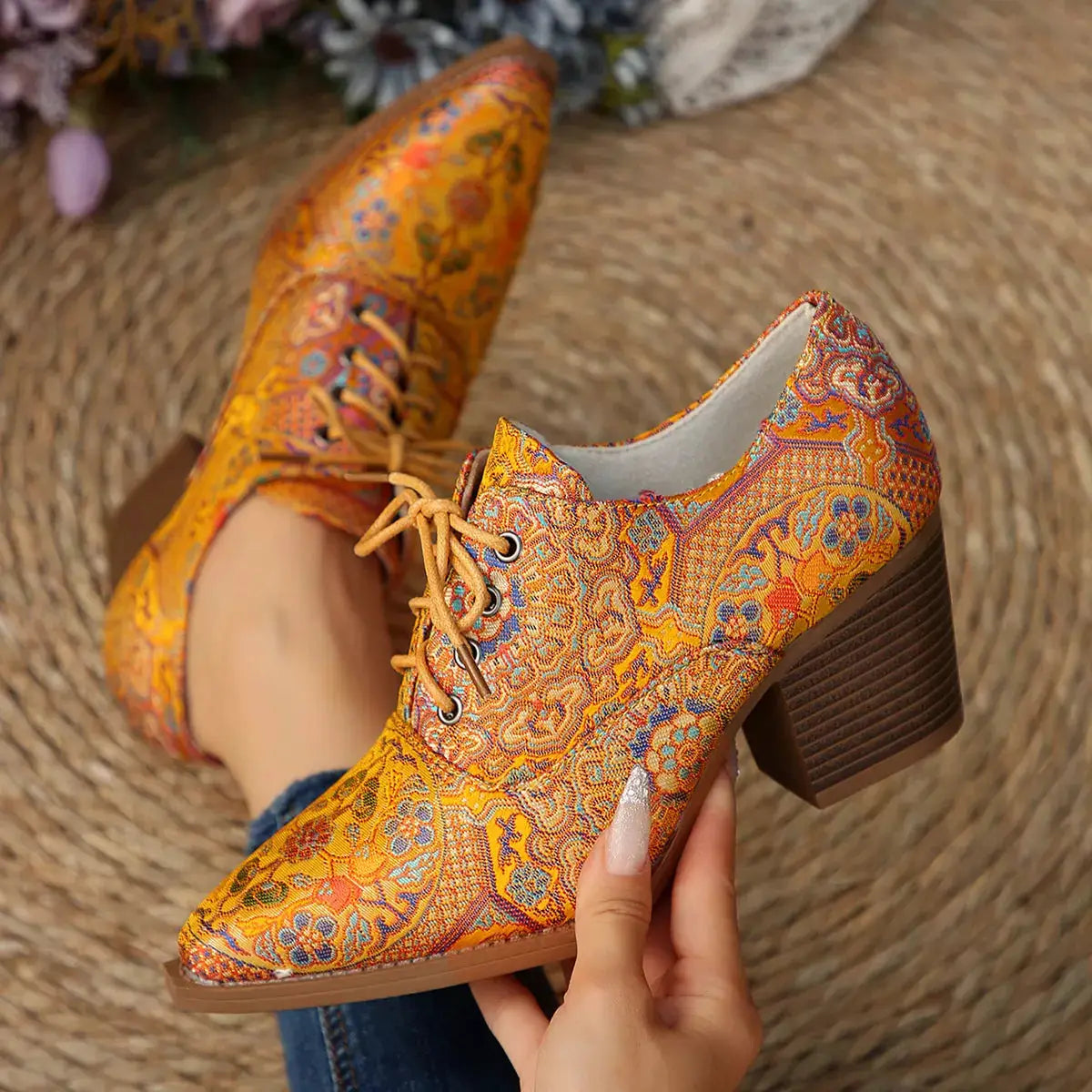 Point Toe Block Heels Ankle Boots by Trendsi