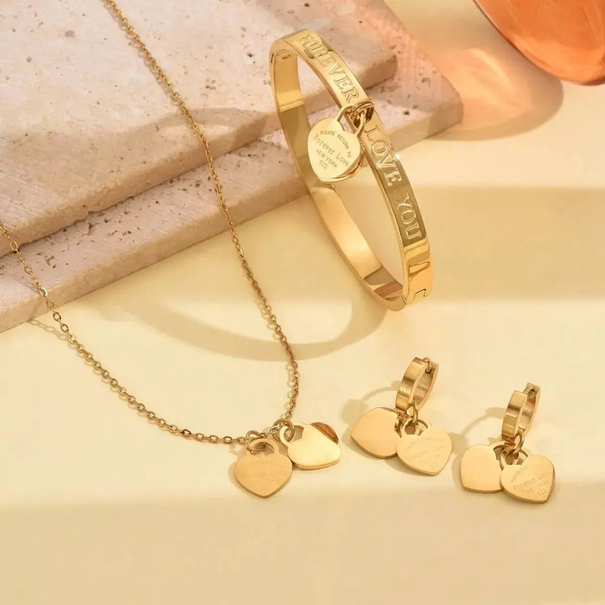 18K Gold-Plated Heart Jewelry Set by Trendsi