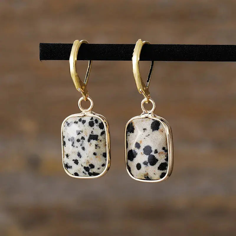 Copper Natural Stone Dangle Earrings by Trendsi