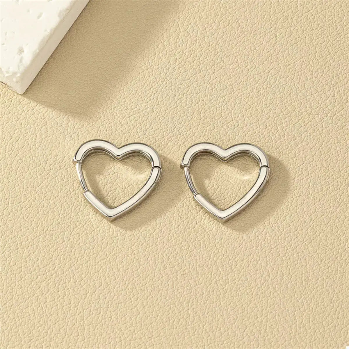 Alloy Heart Shape Hoop Earrings by Trendsi