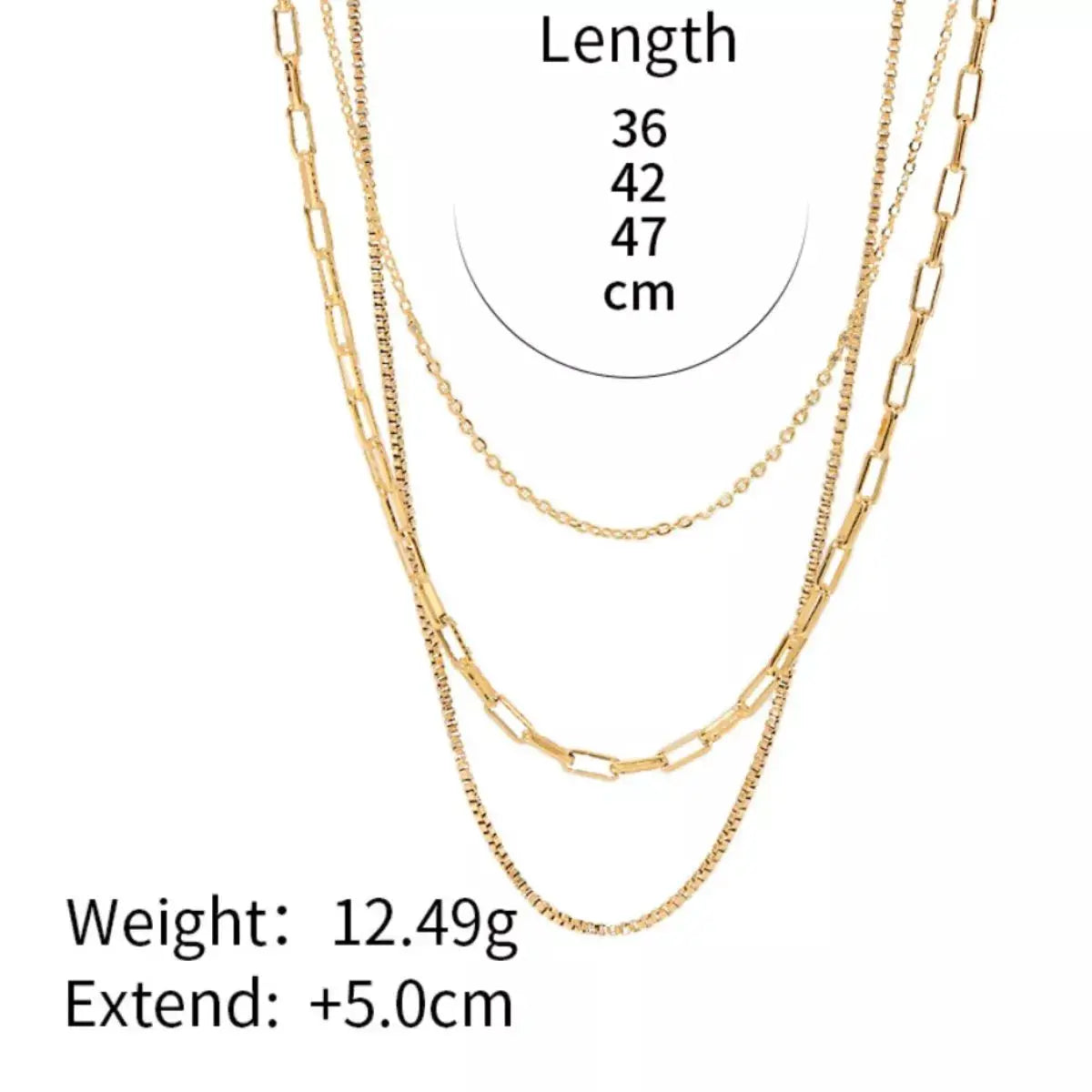 18K Gold-Plated Three Layered Necklace by Trendsi