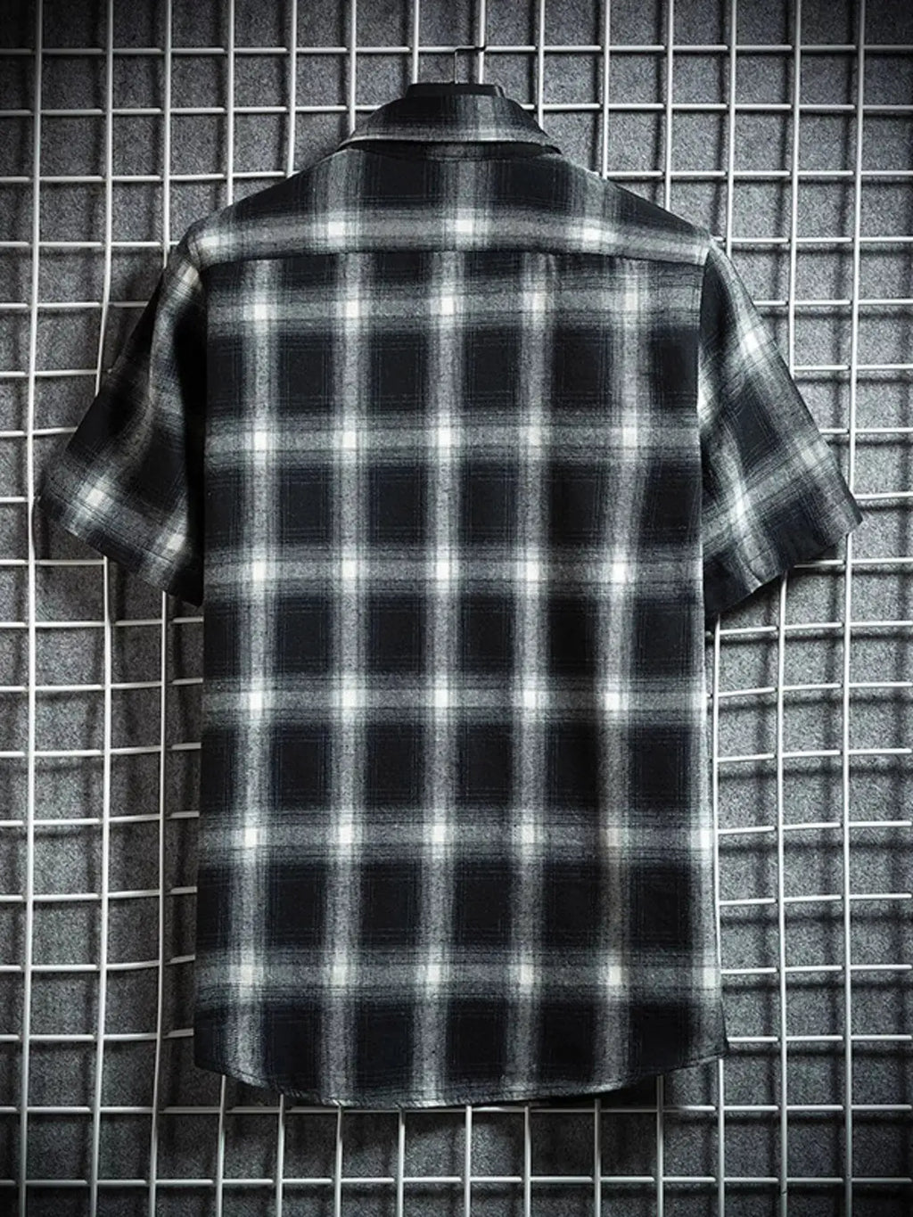 Men's Plus Size Plaid Button Up Short-Sleeve Shirt by Trendsi