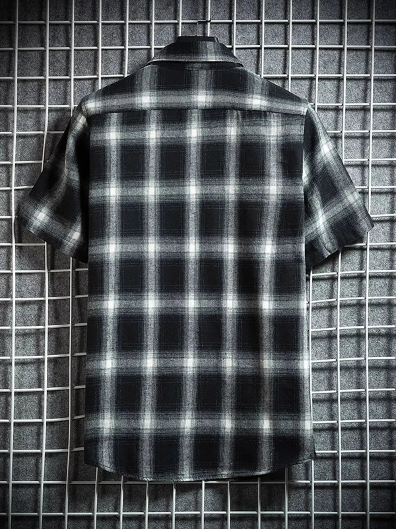Men's Plus Size Plaid Button Up Short-Sleeve Shirt by Trendsi