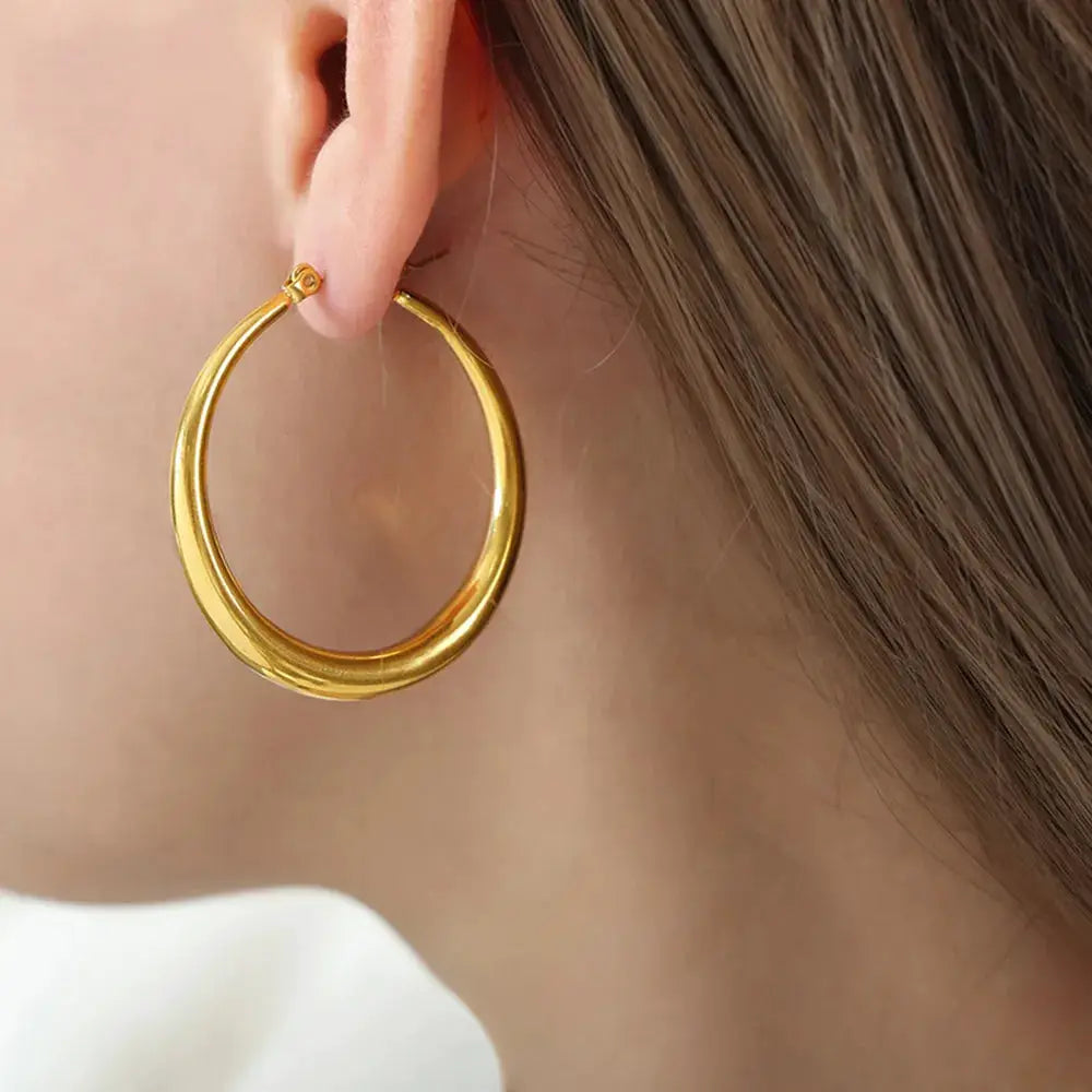 18K Gold-Plated Hoop Earrings by Trendsi
