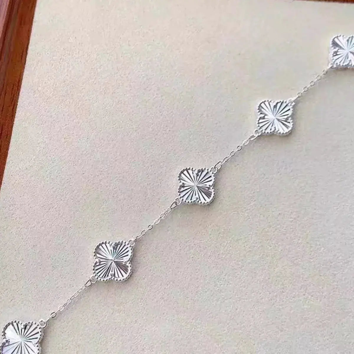 925 Sterling Silver Chain Four Leaf Clover Bracelet by Trendsi