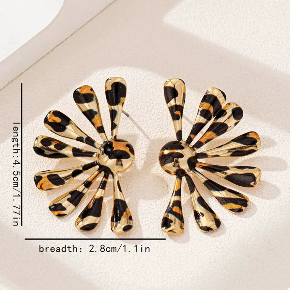 Leopard Print Fan-Shaped Earrings by Trendsi