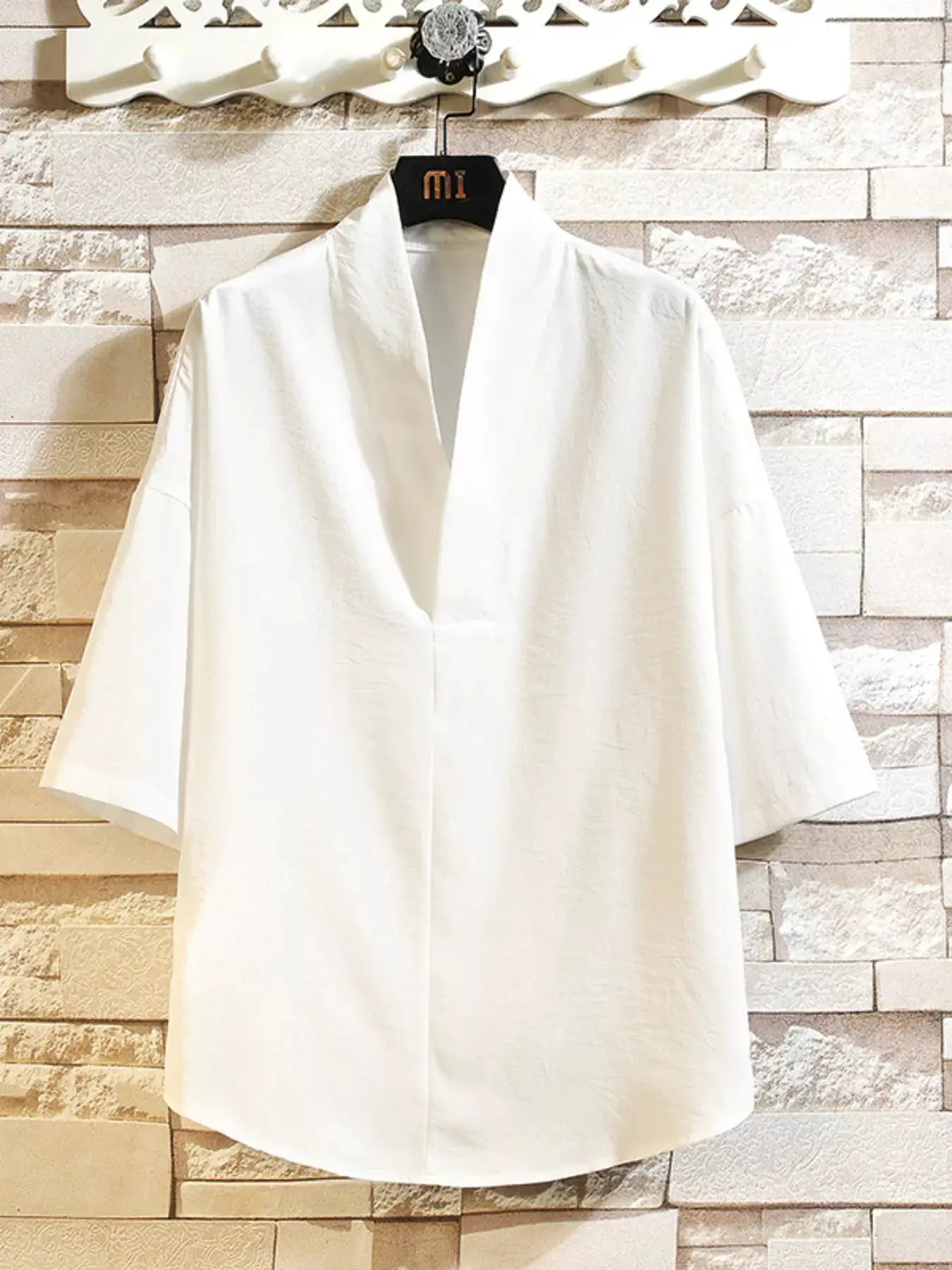 Men's Plus Size Casual Half Sleeve Kimono Shirt by Trendsi