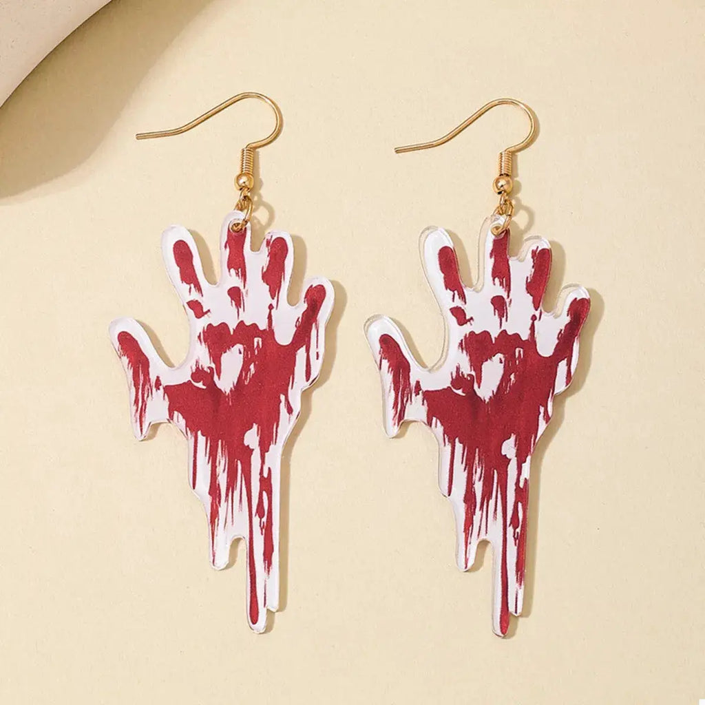 Halloween Bloody Hand Dangle Earrings by Trendsi