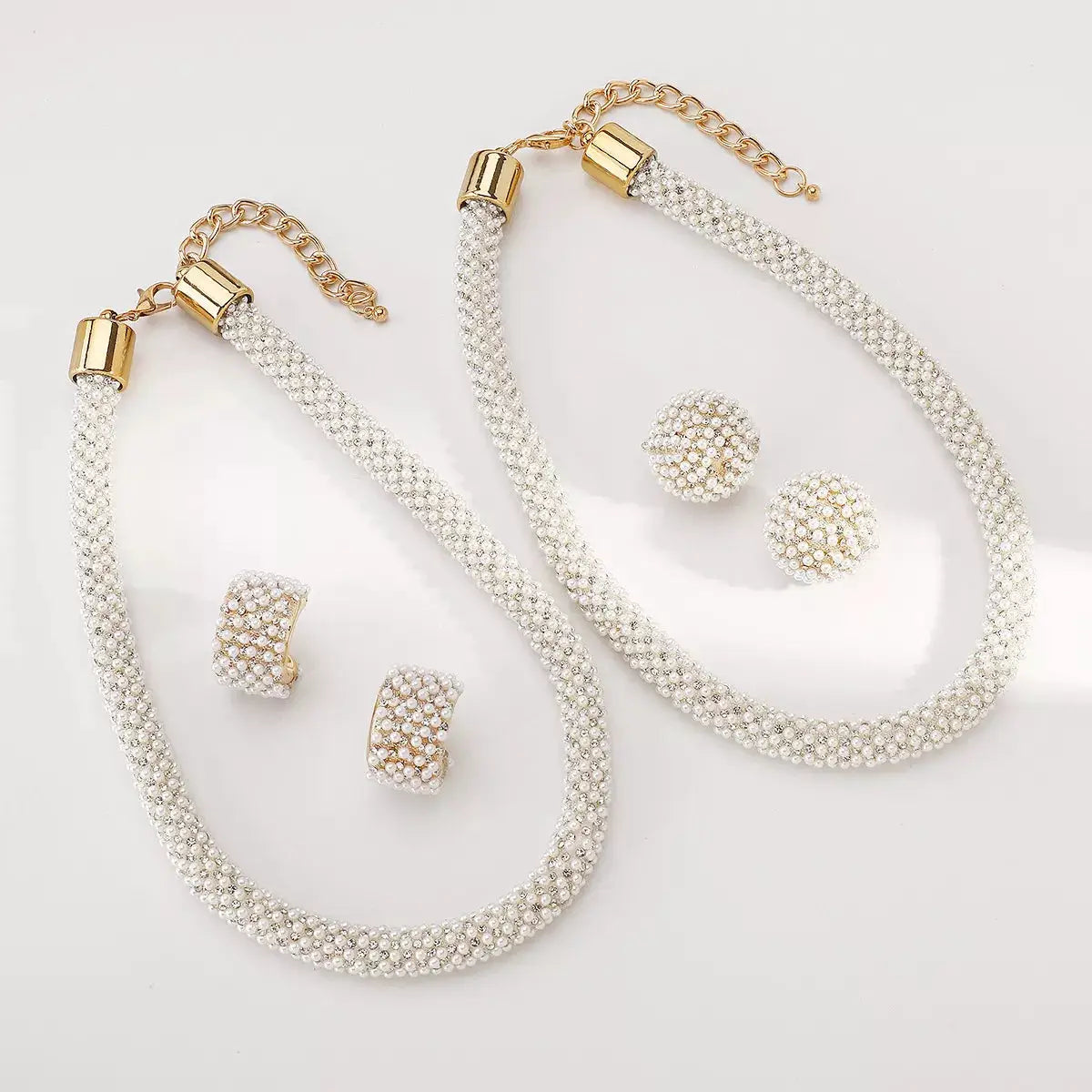 Pearl Embellished Earrings and Necklace Jewelry Set by Trendsi
