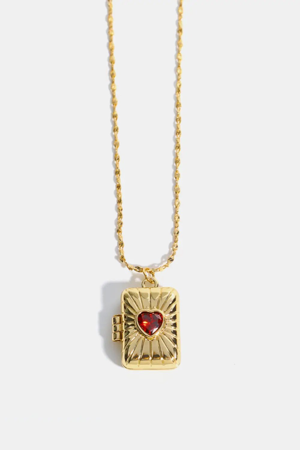 Heart Zircon Box Pendant Copper Necklace by Trendsi