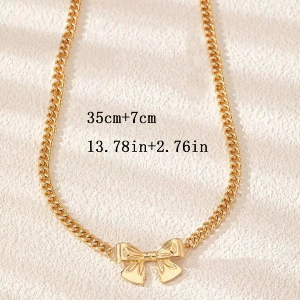 18K Gold-Plated Bowknot Chain Necklace by Trendsi