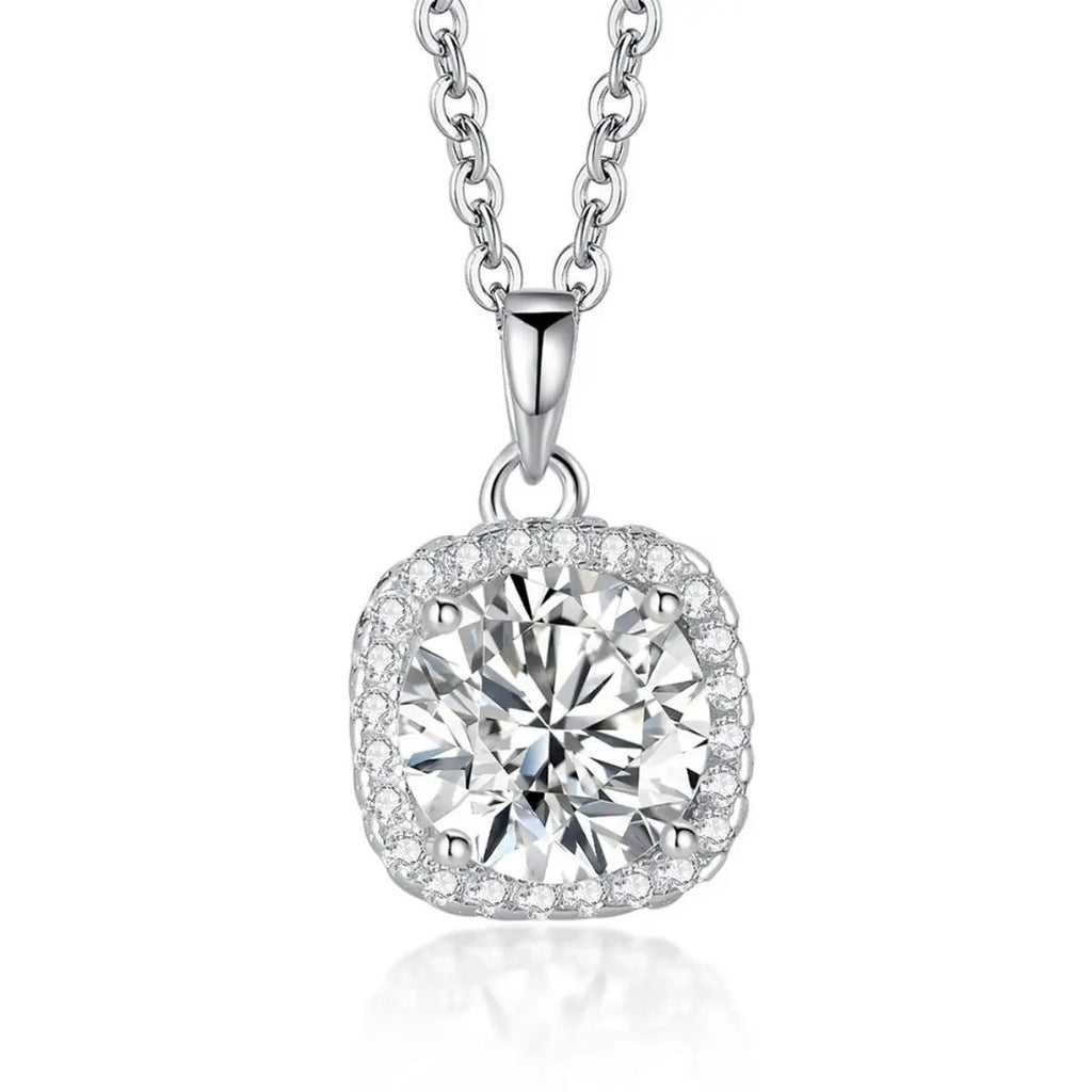 Moissanite 925 Sterling Silver Pendant Necklace by Trendsi